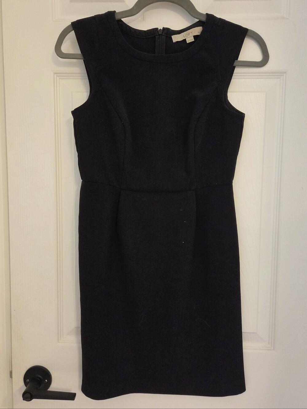 LOFT PETITE Black Sleeveless Sheath Dress with Princess Seams